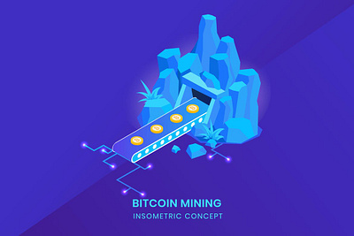 Bitcoin Mining - Insometric Vector 3d 3d animation 3d art 3d character 3d characters 3d illustration agency app business concept design development flat illustration illustrations page ui vector web website