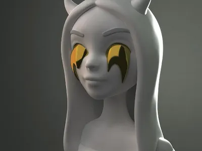 Character Illustration - color variation 3d blender female girl gold horns illustration
