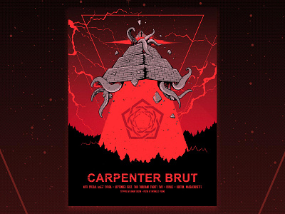 Carpenter Brut Gig Poster alien concert horror pyramid screenprint synthwave