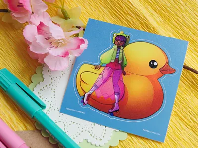 Duck sticker art artist artwork character art illustration merch polygraphy sticker