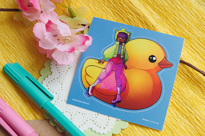 Duck sticker art artist artwork character art illustration merch polygraphy sticker