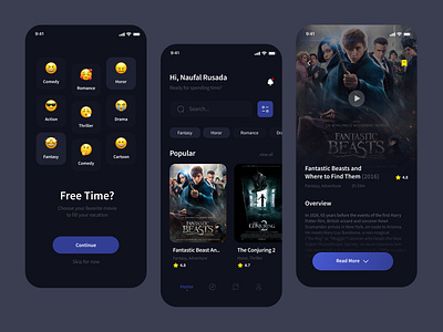 Cinema App Exploration antirebahan app application challenge cinema cinema app darkmode exploration film illustration logo madewithfigma movies ui uidesign uidesigner uiux uxdesign uxdesigner vector