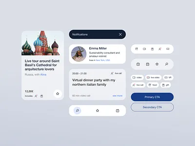 Components app app concept button card cta design icons profile search bar travel ui ux
