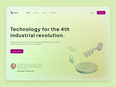 Blockchain Landing Page Concept 3d branding design icon illustration logo ui ux vector web web design