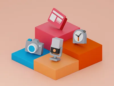Windows icons 3D 3d blender blender3d blue color icon illustration model orange red windows yellow