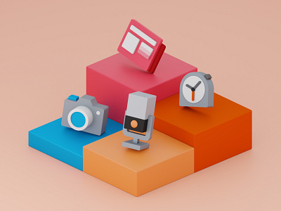 Windows icons 3D 3d blender blender3d blue color icon illustration model orange red windows yellow