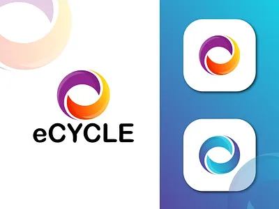 ECYCLE MODERN LOGO app app logo art brand branding branding identity design e e letter logo graphic design icon icon logo illustration logo logo design logos ui ux vector vector logo