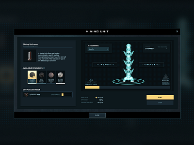 Dual Universe UI - Mining Unit design graphic design gui mmo scifi ui videogames