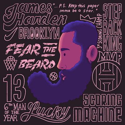 Basketball Alphabet - J is for James Harden basketball illustration james harden lettering nba sports