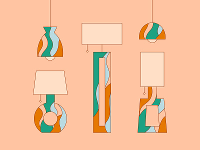 Lamps to brighten your day💡✨ colorful design funky graphic illustration lamps midcentury minimal simplistic