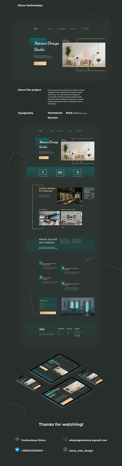 Design main page for Interior design studio interior ui ux ux webdesign