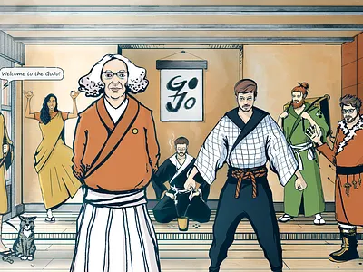 Characters for Massachusetts Go Foundation characters dojo go game illustration manga