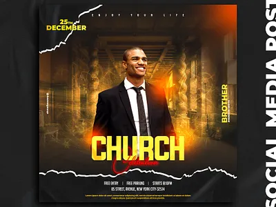 CHURCH Social Media Post akmeliasunny banner church church social media design design dj flyer dj poster graphic design married template design modern design new trend night club social media design template