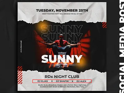 DJ Social Media Post banner dj banner dj club poster dj poster graphic design night club night club poster social media design squire banner template