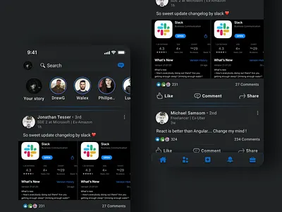 Linkedin Dark mode concept app darkmode design linkedin minimal neumorphism redesign web