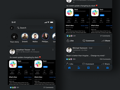 Linkedin Dark mode concept app darkmode design linkedin minimal neumorphism redesign web