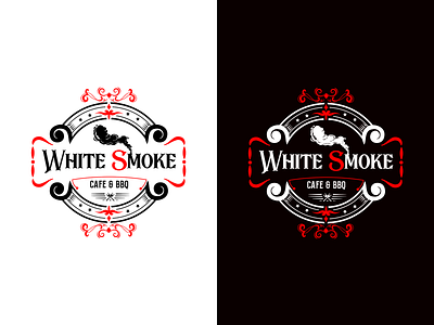 WhiteSmoke Café & BBQ Logo bbq logo branding cafe branding cafe logo coffee logo design graphic design icon illustration logo logo design singraphiq whitesmoke logo