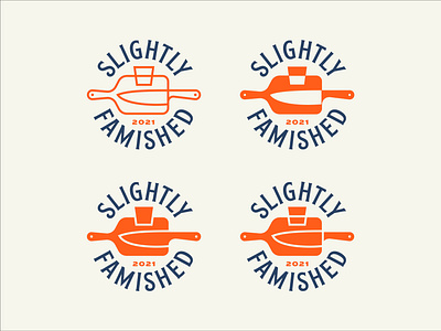 Slightly Famished Branding brand branding circle circular cocktail cooking design drink food identity kitchen knife logo round seal