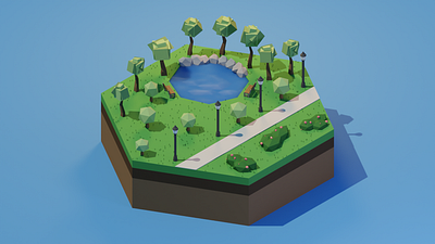 Park In Daytime 3d 3dmodel 3dmodelling blender blender render blender3d design low poly lowpoly modelling render