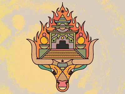 Longhorn 📯 cow design distressed fire guadalajara horns illustration japanese longhorn mexico patterns tattoo temple textures tibet