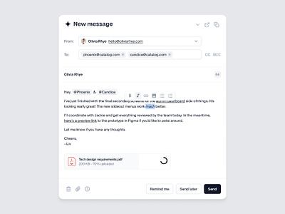 Email message modal — Untitled UI design system email figma gmail menu message messaging minimal modal modals pop up popup preferences product design rich text settings ui ui design user interface user interface design