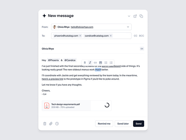 Email message modal — Untitled UI by Jordan Hughes® on Dribbble