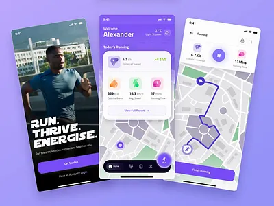 Fitness App UI - Running Tracker | Workout Tracker animation app ui design agency fitness app fitness app ui health app health app ui indian design agency mobile app ui motion graphics running app running app ui running tracker app ui ux