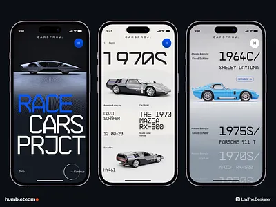 Retro Cars - Mobile App Concept auto cars collcetion concept creative ecommerce inspiration interface mobile app models motion race retro retro cars sci fi typography ui ux vehicle vintage