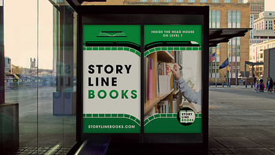 Story Line Books Signage ad book book shop book signage book store bus ad poster reading story train train station transit