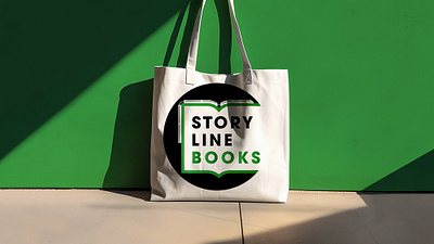 Story Line Books Tote book book shop book store books logo logo design reading story tote bag train train station transit