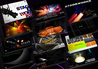 Mockup Design for all Stage Works & Auditorium Works Catalogs branding catalog design graphic design