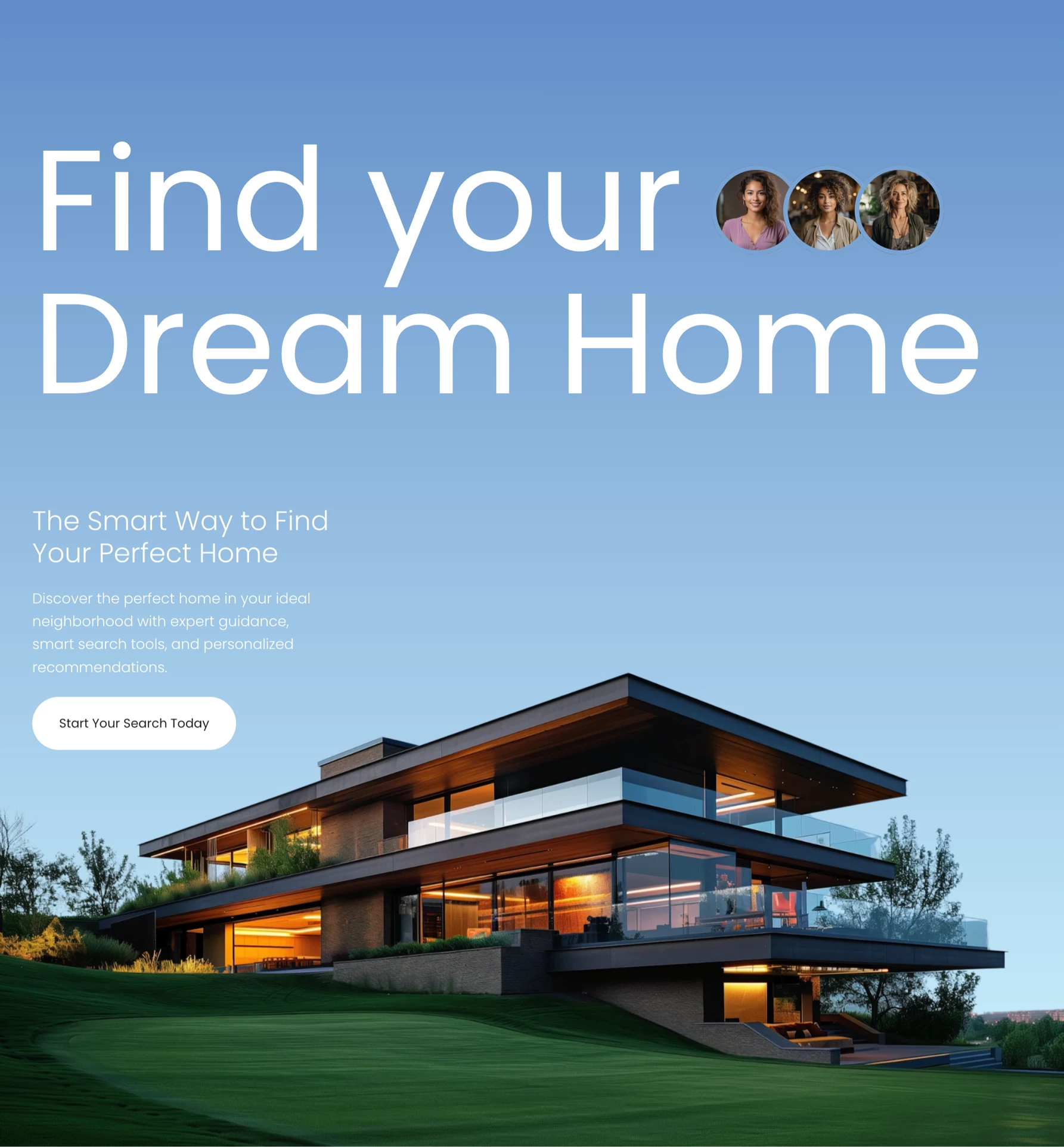 Clean Hero section for Framer built with Frameblox UI kit clean cta header headline hero home house landing real estate typo ui ui design webdesign website website design