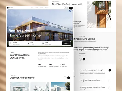 Avarisé - Real Estate Landing Page apartment architecture broker building business design figma home house landing page product design property real estate real estate agency real estate website real property residence ui web design website