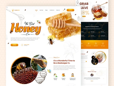 GoldenElixir - Honey Website bee beekeeper clean ecommerce home page design honey honey comb honey shop honey web honey web ui honeybee landing page minimal natural honey organic honey ui ui design ui interface ux web design