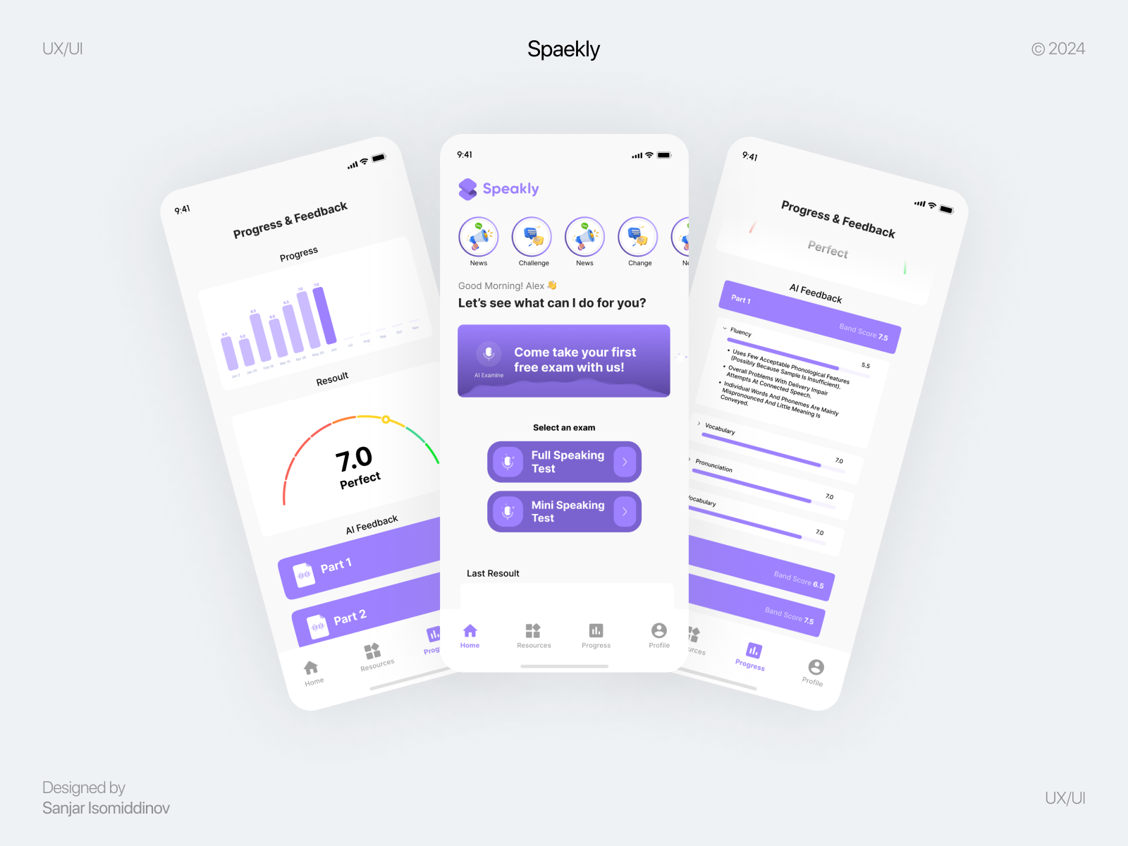 Speakly – AI-Based Speaking Test App design mobile app mobile design ui uiux user interface