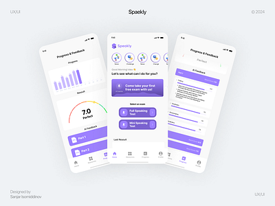 Speakly – AI-Based Speaking Test App design mobile app mobile design ui uiux user interface