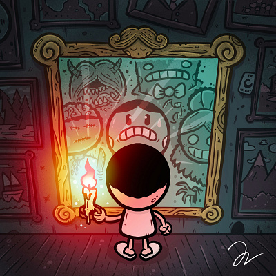 The Night-Fearing Mirrors board book card cartoon comic drawing game graphic design horror illustration kids