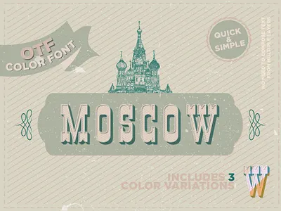 Moscow — OTF Color Font 3d font color font color fonts design display font elegant font headline minimal otf font popular font retro serif font typedesign vintage font
