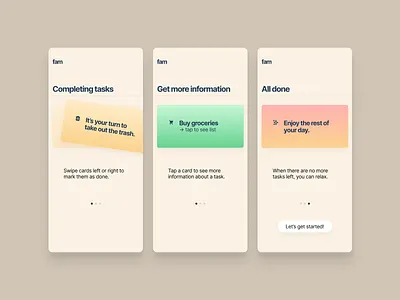 Fam: Family management app branding design minimal typography ui