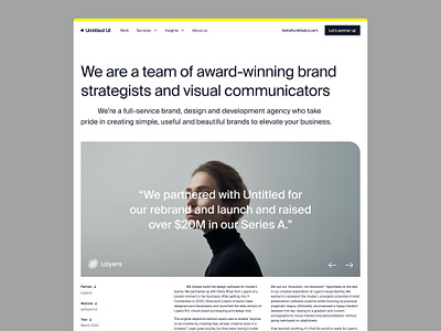 Design agency website — Untitled UI agency blog blog post blogpost clean clean ui figma hero minimal minimalism modern personal site portfolio simple typography web design webflow website design yellow