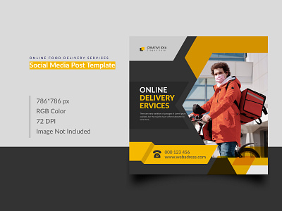 Online Food Delivery Services Social Media Post Template Design design facebook food delivery services free instagram post online social media template vector web banner