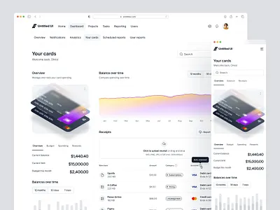 Neobank dashboard — Untitled UI bank banking card chart charts credit cards dashboard financial services fintech graph graphs minimal nav navigation neobank saas table tabs user interface web3