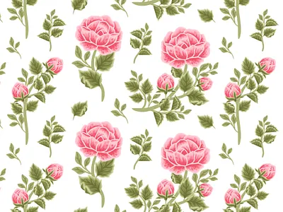 Pink Rose Flower Seamless Pattern aesthetic beauty botanical feminine floral flower flower illustration flower pattern flowers hand drawn illustration nature pattern pink romantic rose roses seamless pattern sentimental vector