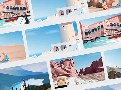 Animated Vector Illustrations adobe animation architecture art branding building design drawing figma flat flat illustration graphic design illustration traveling vector