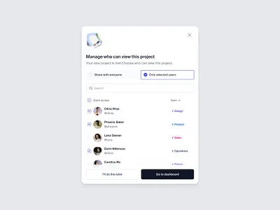 Share project modal — Untitled UI clean ui design system minimal modal permissions pop over pop up popup share share modal sharing modal ui ui design user interface ux ux design
