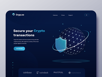 Cryp.co Landing Page banner design header hero landing page ui