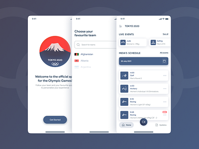 Tokyo Olympic 2020 - App Design 2020 2021 app design application colors design games illustration minimal modern olympic sports tokyo ui