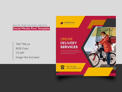 Online Food Delivery Services Social Media Post branding design food delivery services free graphic design instagram post social media template vector web banner