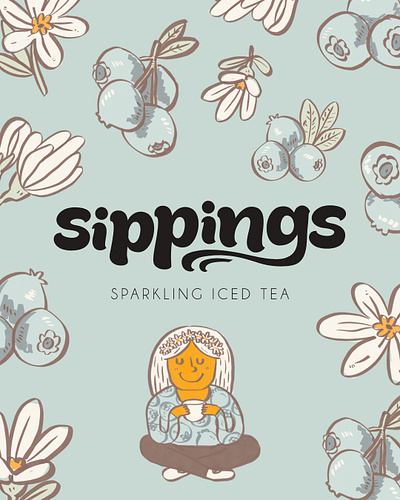 Sippings - Sparkling Iced Tea branding design graphic design illustration logo