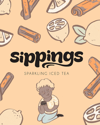 Sippings - Sparkling Iced Tea branding design graphic design illustration logo